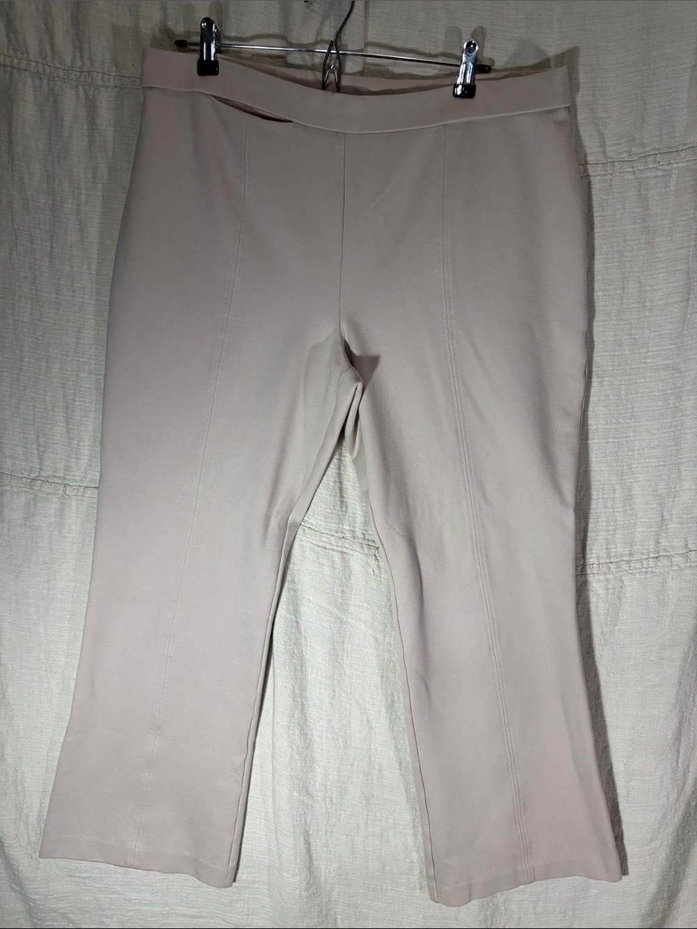 Susan Graver Cropped Pull-On Pants in Pale Taupe